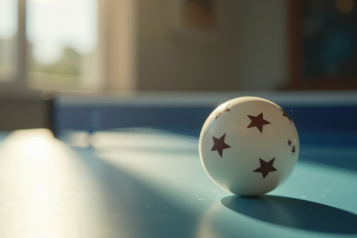 Balle de ping-pong sur une table lumineuse et nette