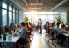 Espace de bureau moderne et lumineux avec professionnels