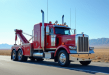 Camion de remorquage robuste en parfait etat en plein jour