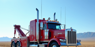 Camion de remorquage robuste en parfait etat en plein jour