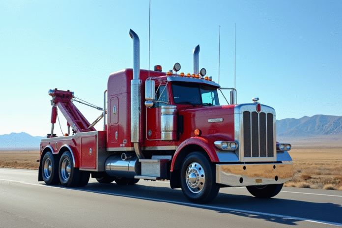 Camion de remorquage robuste en parfait etat en plein jour