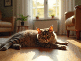 British Shorthair marron : comment bien prendre soin de lui ? Chat British Shorthair brun détendu sur un sol en bois