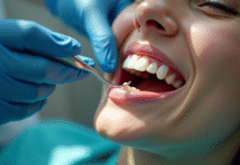 Dents en gros plan lors du nettoyage par un dentiste