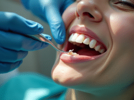 Pourquoi le détartrage dentaire est-il nécessaire : parlons tarifs Dents en gros plan lors du nettoyage par un dentiste