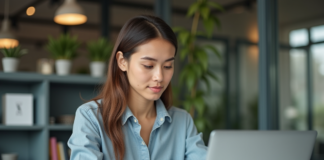Signification llm dans le chat GPT : décryptage et utilisation Jeune femme au bureau travaillant sur un ordinateur portable