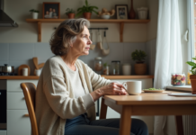 Famille : Pourquoi s’éloigne-t-on ? Raisons et solutions Femme d'âge moyen pensant à la fenêtre dans la cuisine