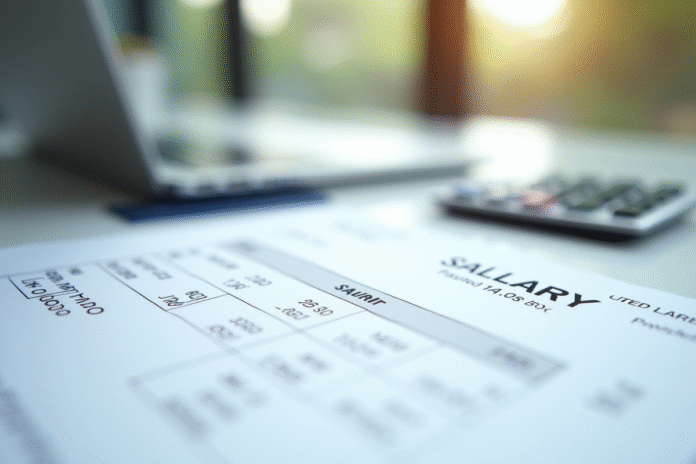 Zoom sur une fiche de paie avec détails salariaux