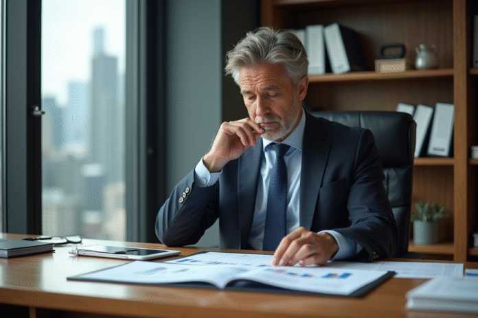 homme-affaires-analysant-finances Homme d'affaires analysant des graphiques financiers dans un bureau moderne