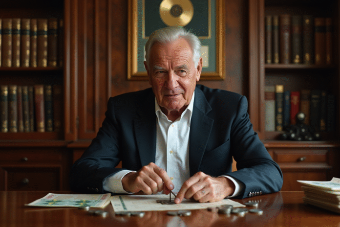 homme-vieux-coins-heritage Homme âgé en costume comptant des pièces anciennes