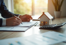 Professionnel examinant documents d'investissement immobilier