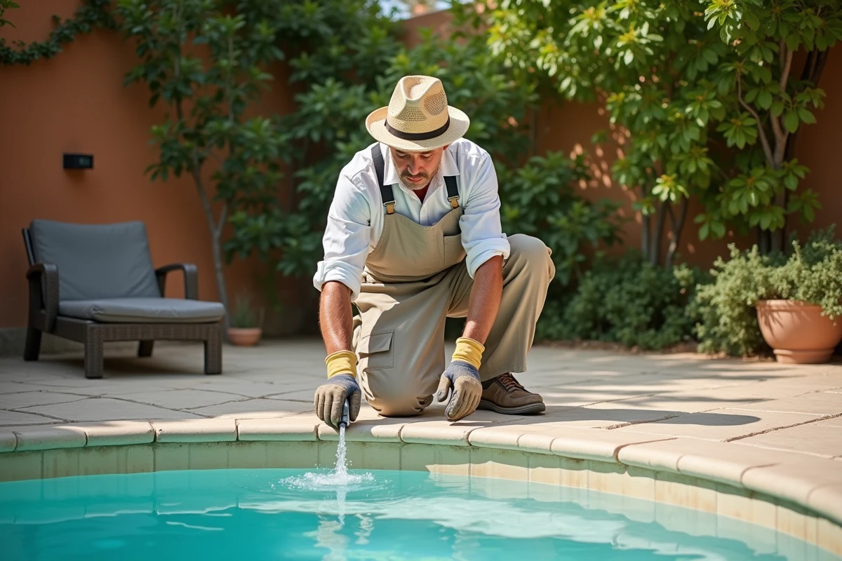 Homme d'âge moyen arrosant un jardin provençal