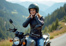 Les meilleures motos neuves de 125 cm³ homologuées pour 2025 Jeune femme en moto sur un panorama de montagne