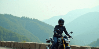 Les meilleures motos neuves de 125 cm³ homologuées pour 2025 Jeune homme en moto sur un panorama de montagne