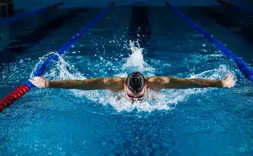 man doing butterfly stroke