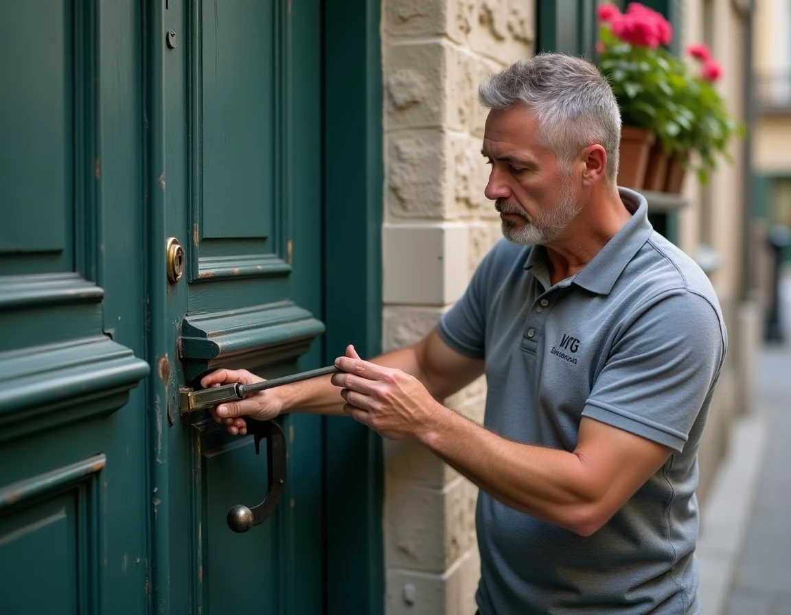 Spécialiste ouverture de porte Ouverture Minute intervenant sur une porte à Dijon
