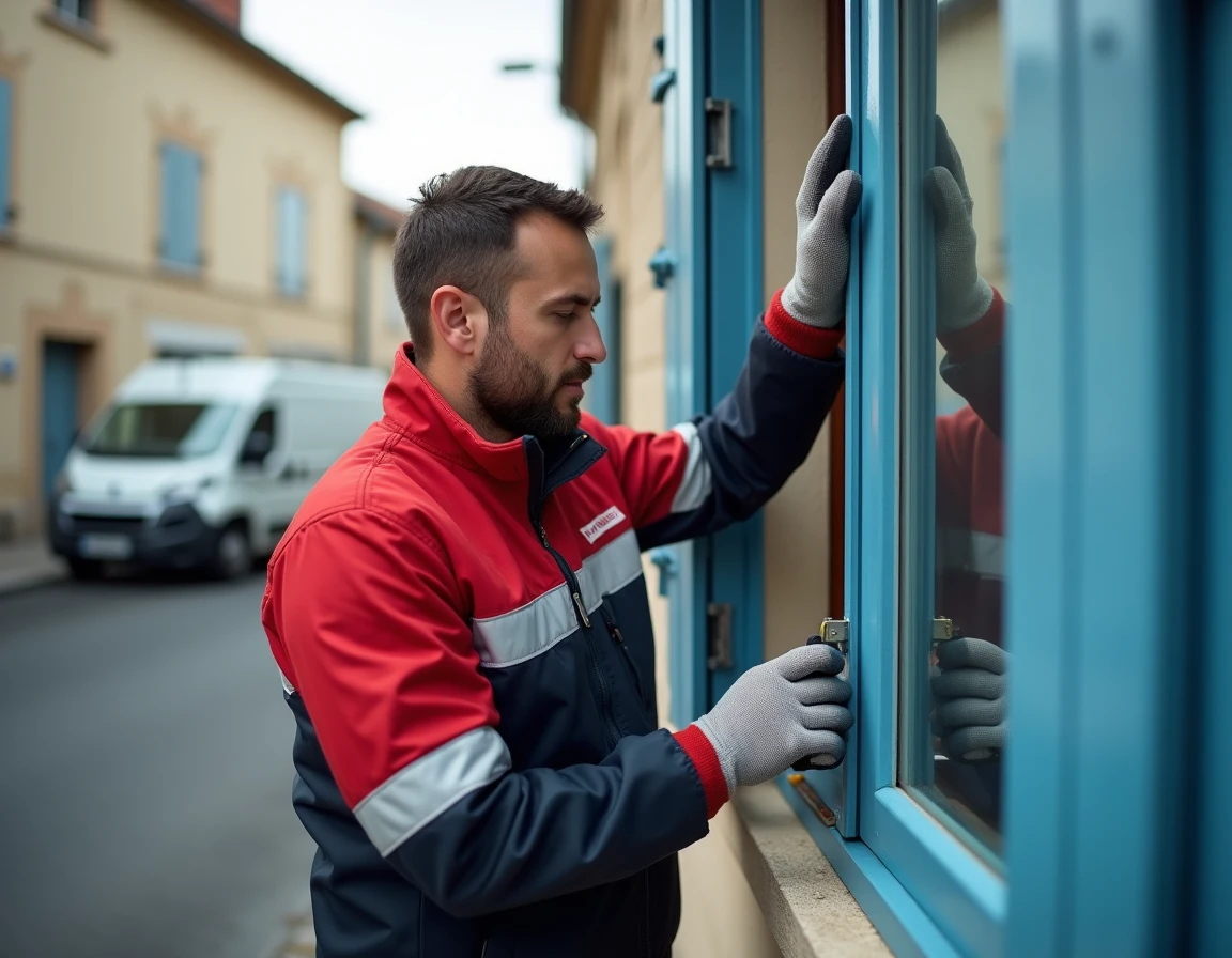 Technicien Pacalu Vitrages remplaçant un vitrage de porte en Côte-d'Or
